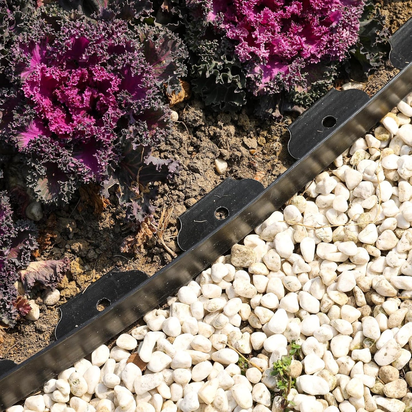 4 Inch Tall Garden Edging Border 33FT with 45pcs Spikes, Plastic Edging Border for Landscaping, Lawn, Garden, Flower Beds, Paver, Pathway