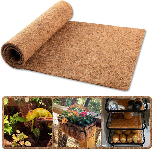 Coco Liner Roll, 16 x 40 Inch Coconut Fiber Liners for Planter Window Box Flower Basket, Natural Coco Coir Sheet Coco Mats for Animal Pet Pad, Reptile Carpet, Garden Decoration