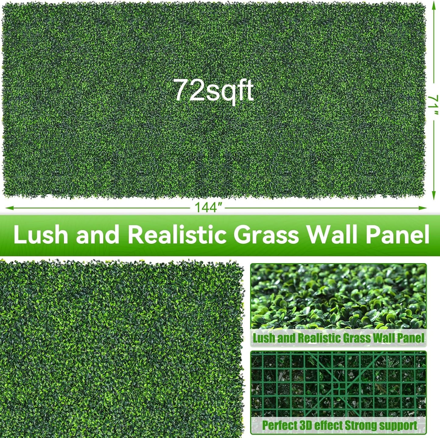 Artificial Boxwood Roll,71x144 in(72 sqft) UV-Anti Faux Ivy Grass Wall Backdrop for Balcony Privacy, Fake Grennery Wall Decor for Garden, Patio, Backyard