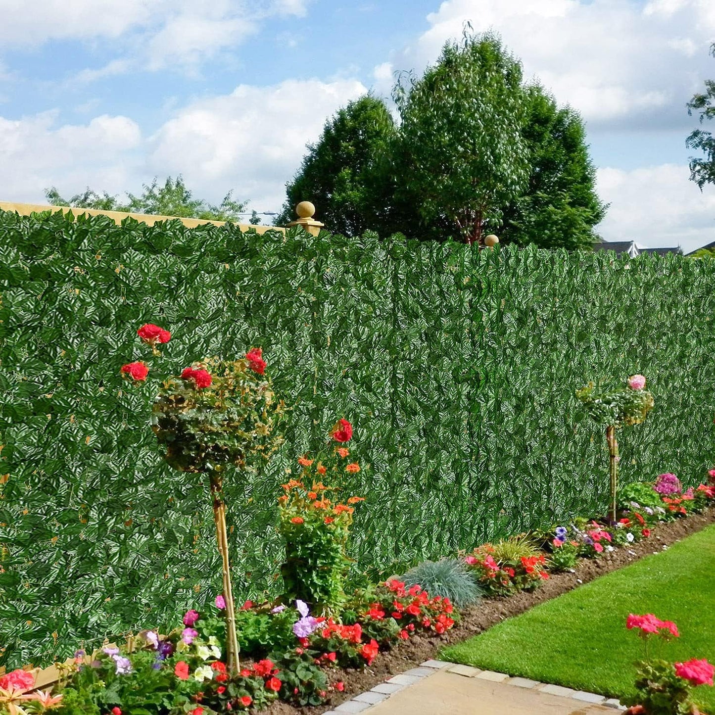 DearHouse Artificial Ivy Privacy Fence Wall Screen, 59x216.5inch Artificial Hedges Fence and Faux Ivy Vine Leaf Decoration for Outdoor Garden Decor