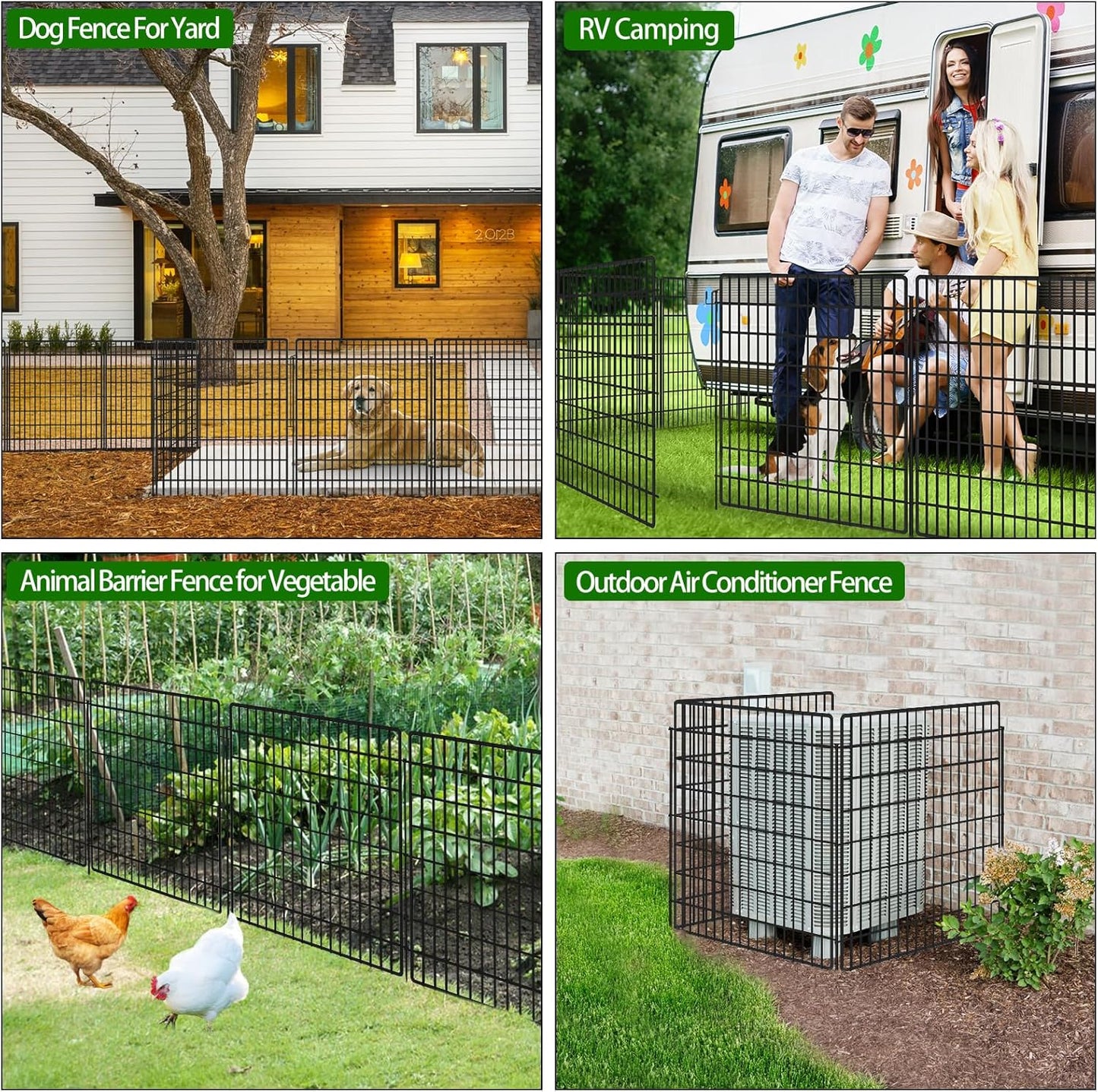15 Panels Garden Fencing Animal Barrier with Lock, 33 in(H) X 36 ft(L) Dog Fence Outdoor for Yard Rustproof No Dig Decorative Tall Garden Fences Metal Wire Panel Border Rabbit Ground Stakes Fencing