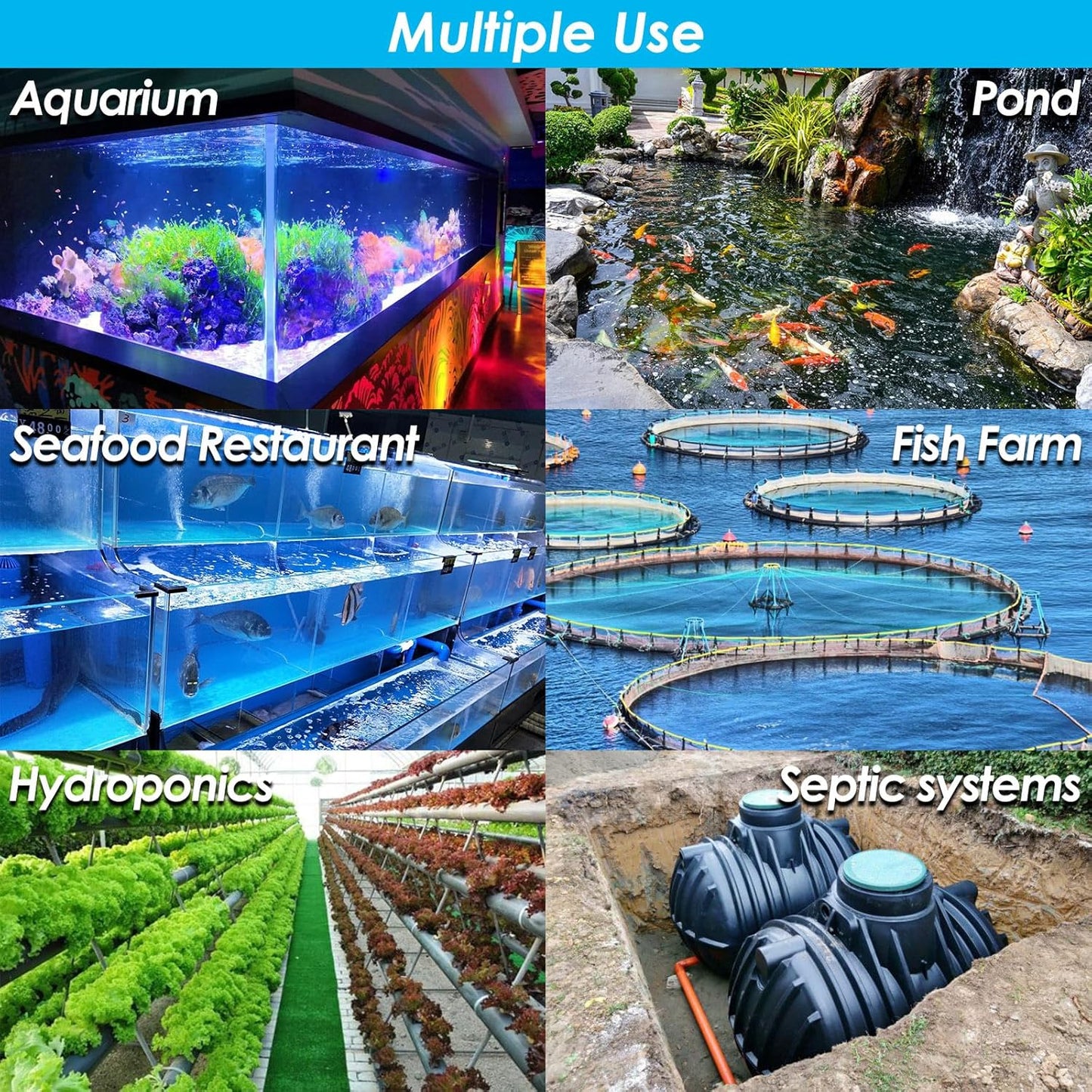 Powerful Linear Air Pump, KP-40 Pond Air Pump Pond Aerator, 635GPH Aeration System for Koi Pond Aeration, Aquarium, Waste Treatment, Fish Farm, Seafood Restaurant