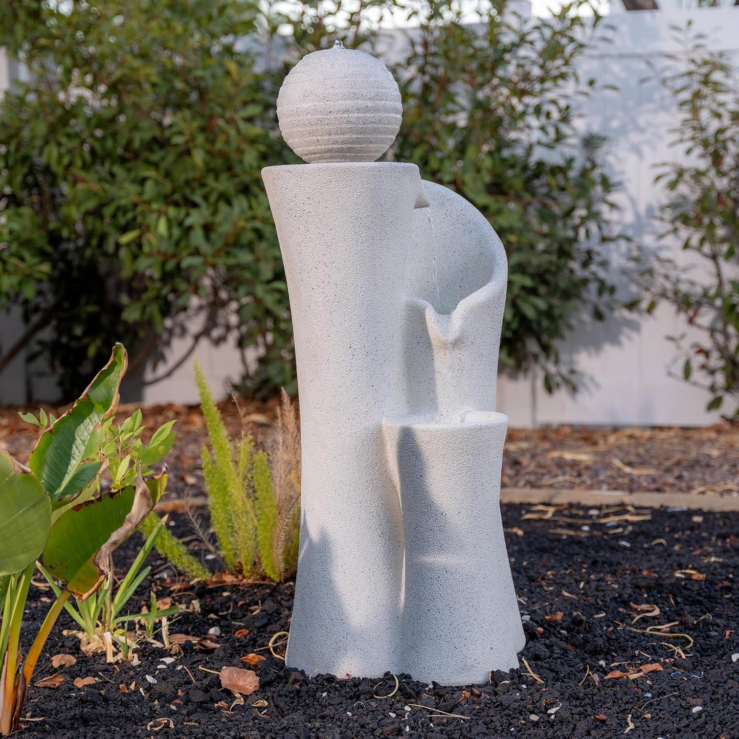 Xbrand 41" Modern Sphere Curve Cascading Fountain, Resin