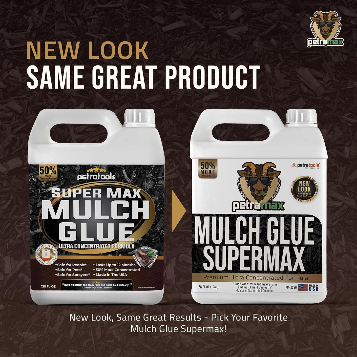 PetraMax Mulch Glue for Landscaping - Max Concentrate, Weed Barrier, Non-Toxic Pea Gravel Binder, Rock & Gravel Stabilizer, Dries Clear (Super, 1G)