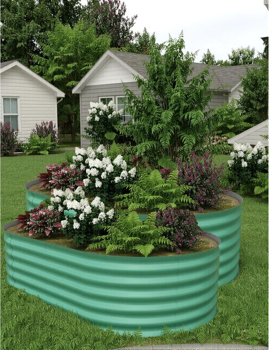 2 Pcs Raised Garden Beds Outdoor 8x4x1.5 ft - Galvanized Steel Planter Box for Vegetables, Flowers, Rust-Resistant Garden Box, Easy Assembly Raised Beds, Durable Planters for Outdoor Plants, Green