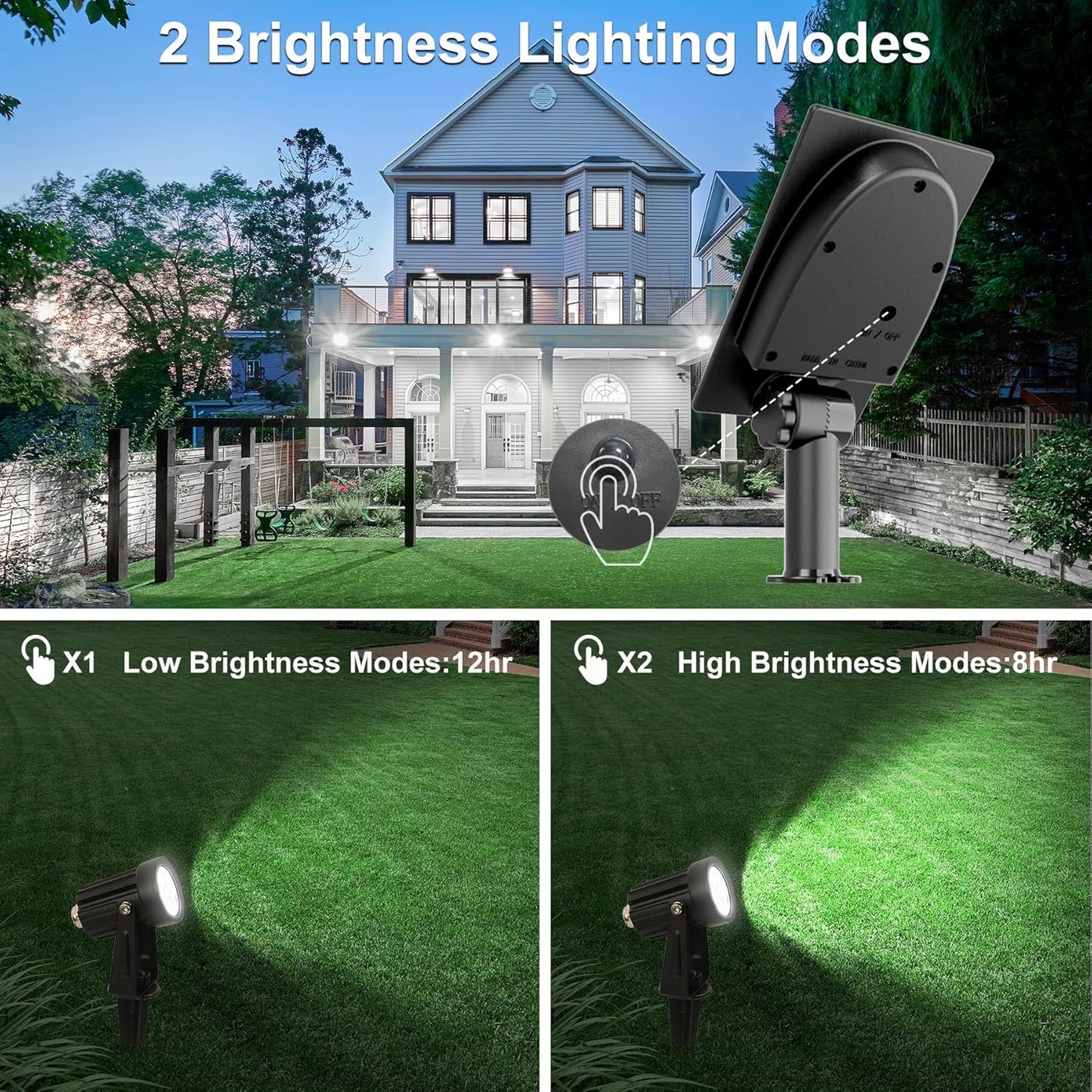 Solar Spot Lights Outdoor, Solar Landscape Spotlights IP65 Waterproof 9.8ft Cable,Auto On/Off Outdoor Wall Lights for Garden Yard Driveway Porch Walkway Pool (6000K White)