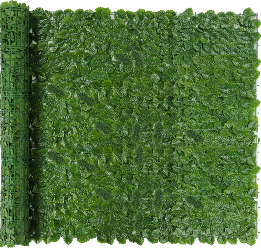 Jinwu Artificial Ivy Privacy Fence Screen (2 Rolls, Total 59x118 inch), Expandable Faux Privacy Fence with 79 pcs Zip Ties, Decoration for Outdoor Garden, Printed Monstera Leaf
