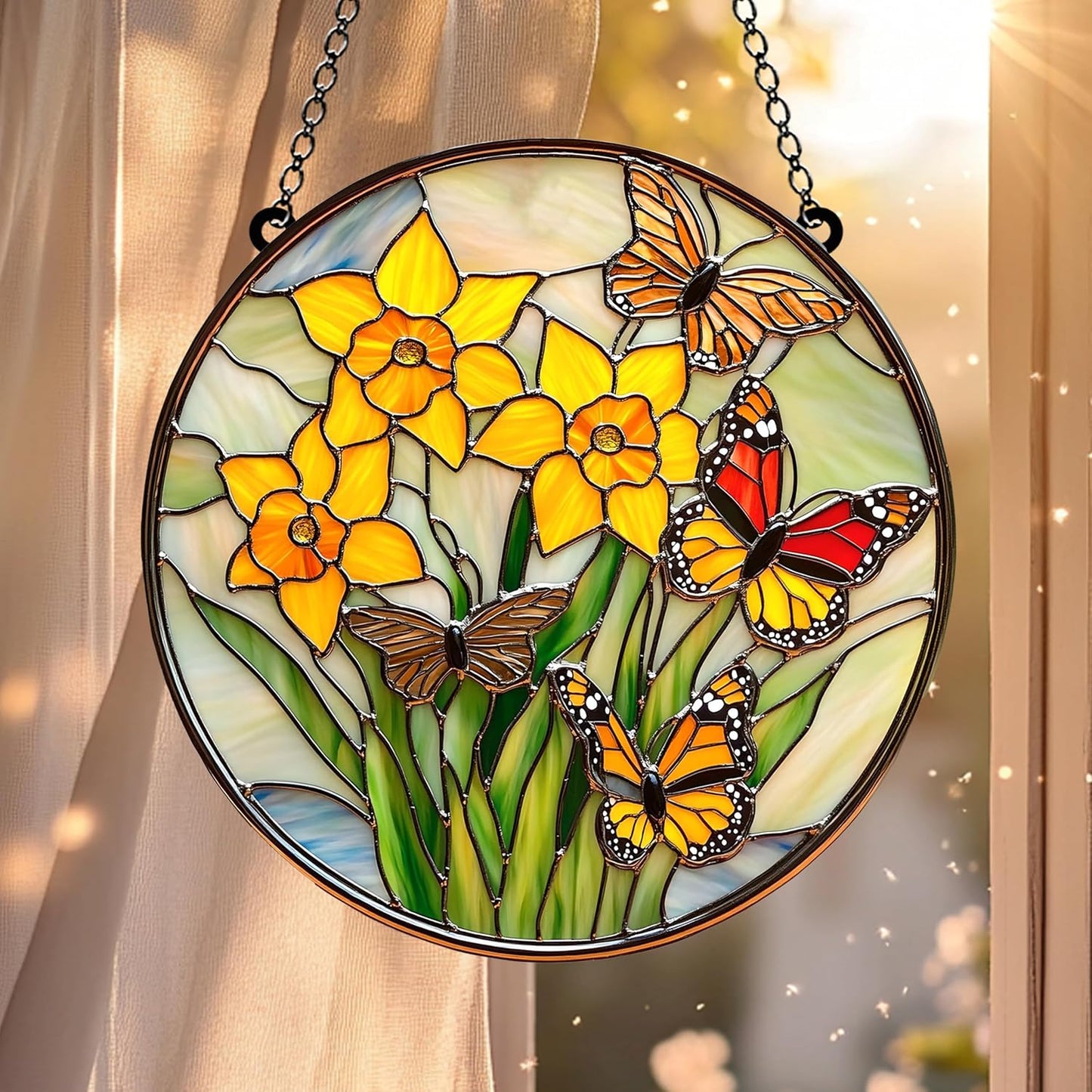 Daffodil Birth Flower Acrylic Suncatcher Floral Window Hanging Birthday Gift for Mom