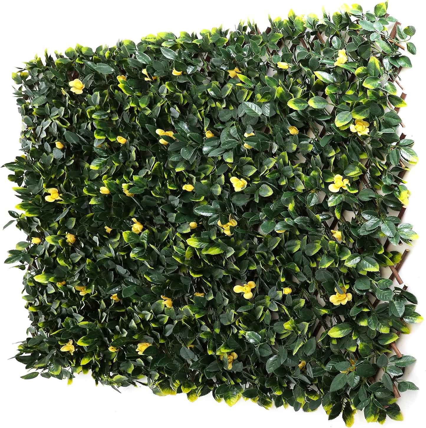 3rd Street Inn™ Leaf Trellis - Bamboo Greenery Panel - Boxwood and Ivy Privacy Fence Substitute - DIY Flexible Fencing (1, Yellow Rose Rattan)