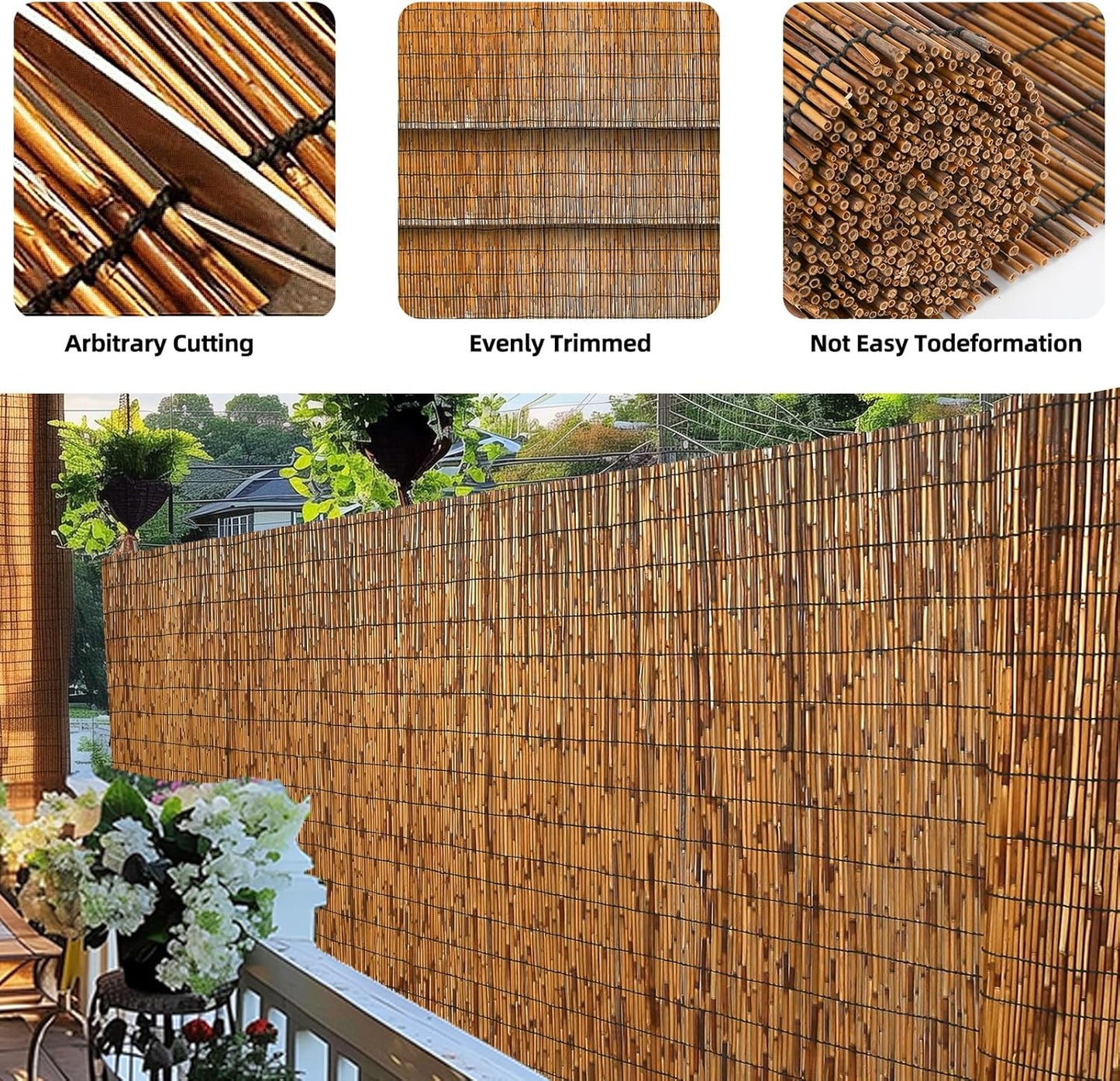 Natural Reed Fencing, Eco-Friendly Reed Fence, 5 feet High x 16.44 feet Long, Reed Screen for Backyard Patio Garden and More,Brown