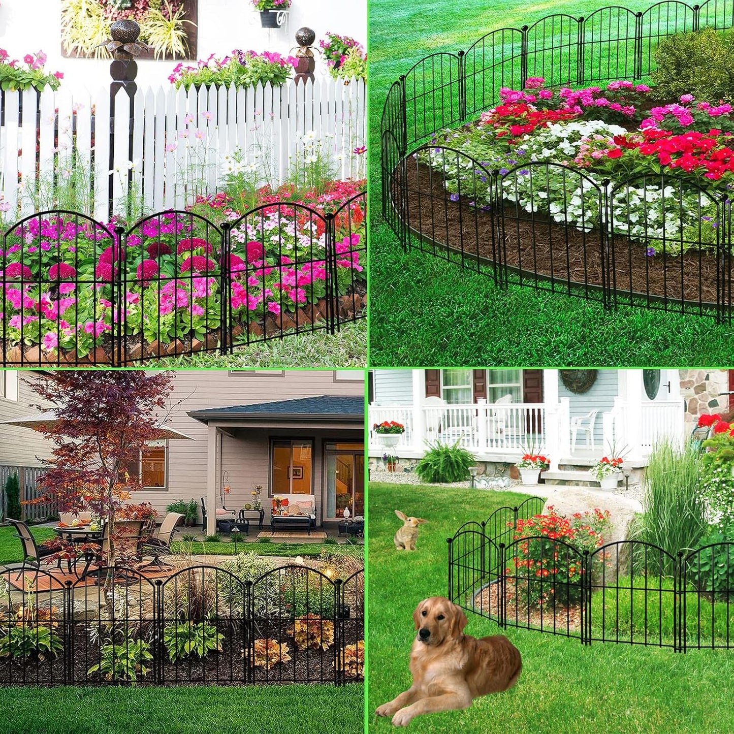Decorative Garden Fence 17in x10ft, 10 Pack Rustproof Metal No Dig Fence Animal Barrier for Dog, Arched Flower Bed Edging Ornamental Wire Border Panel Fencing for Yard Patio Outdoor Decor