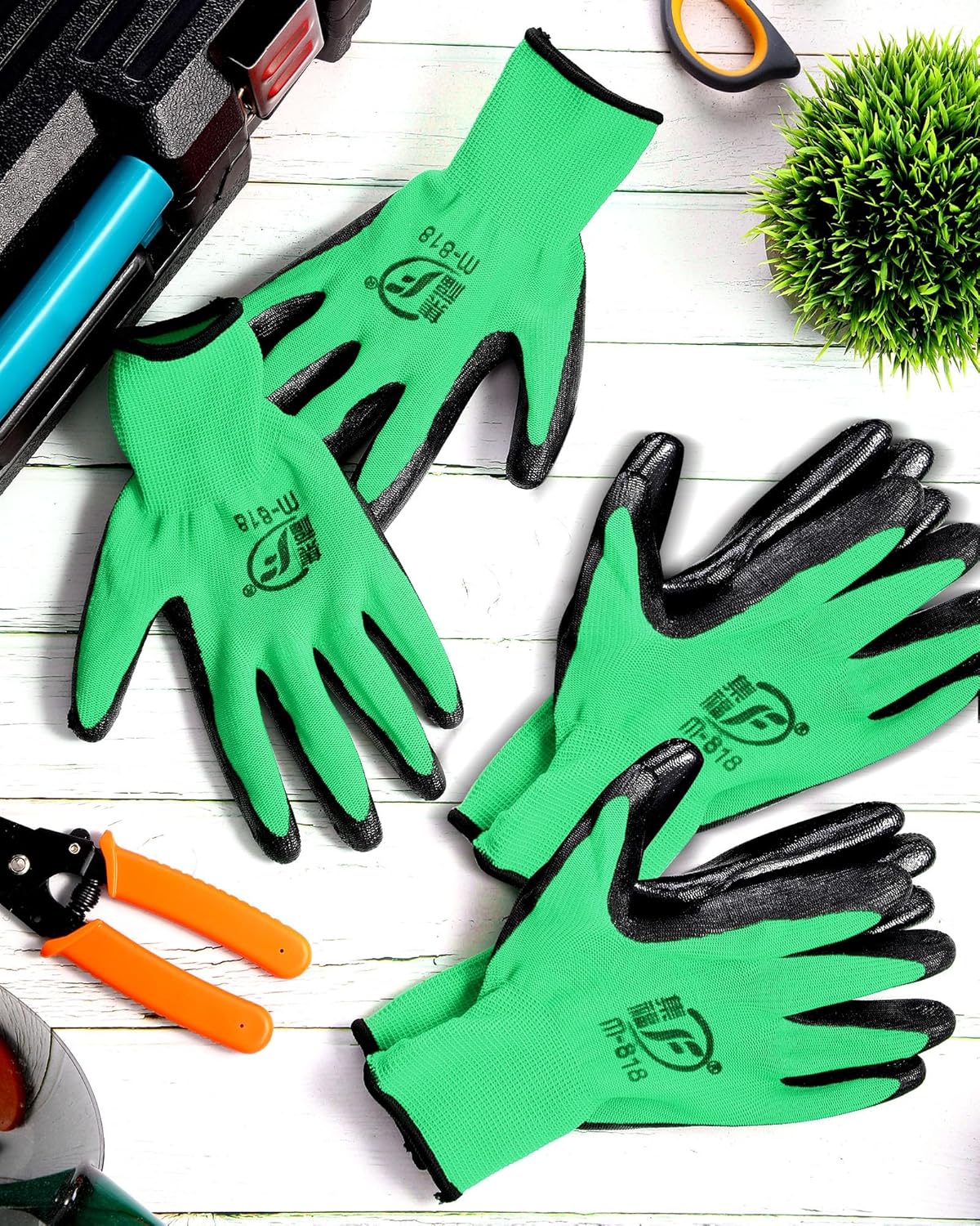 Nuogo 24 Pairs Gardening Gloves for Men Women Rubber Coated Landscaping Work Gloves Safety Work Construction