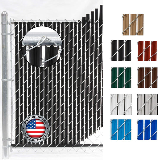 Wave Slat (9 Colors) Single Wall Bottom Locking Privacy Slat for 4', 5', 6', 7' and 8' Chain Link Fence (8 ft, Black)