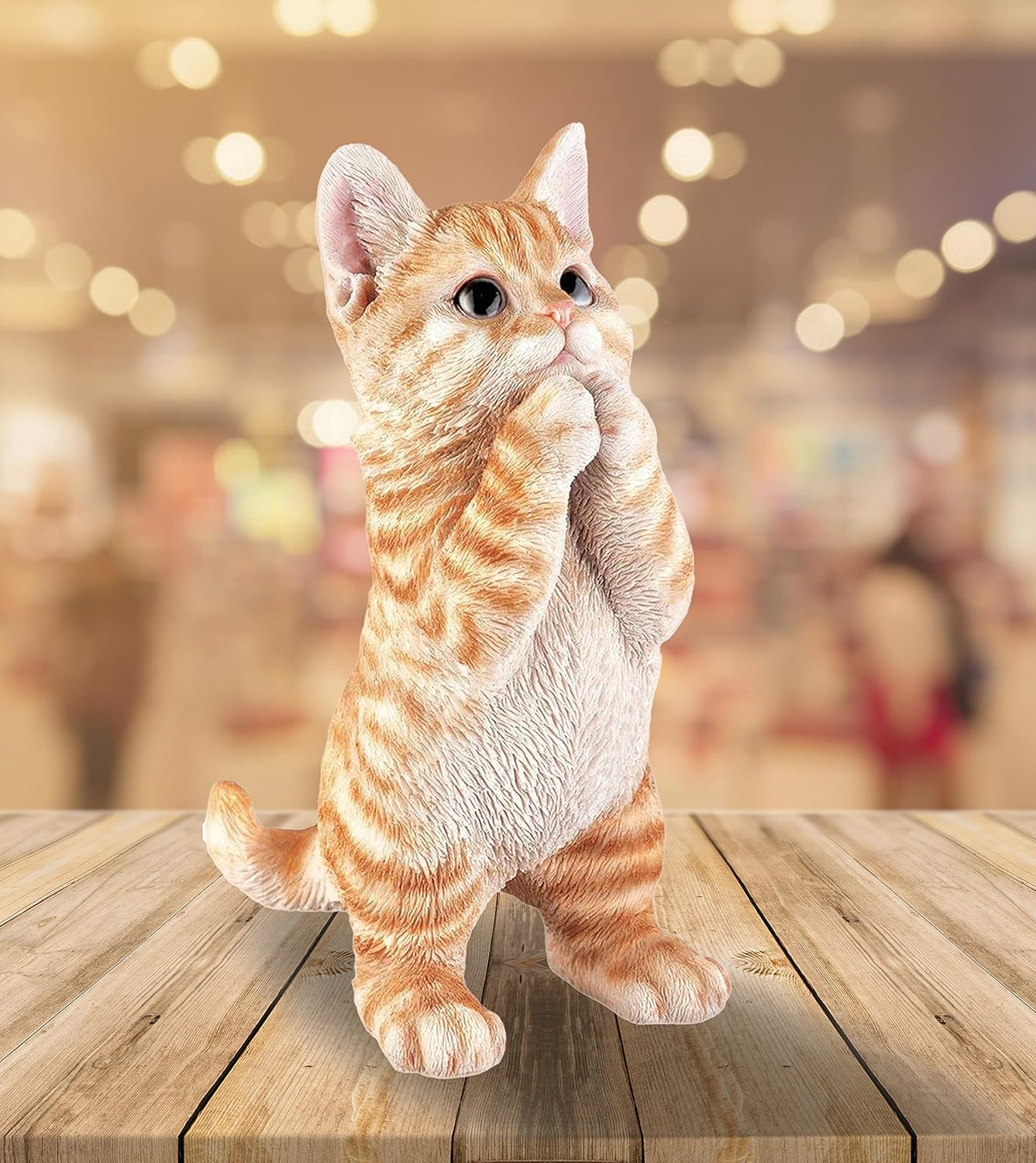 Outdoor Cat Statue Garden Decoration,Cute Prayer Orange Cat Figurine Art Interior Office Home Décor,Animal Resin Sculpture Art Decoration For Garden Yard Lawn,Resin Cat Figurine For Cat Lovers
