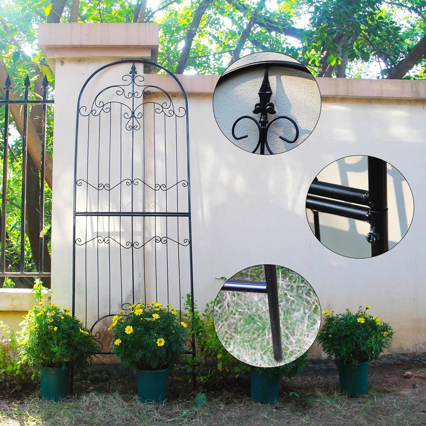 Trellis for Climbing Plants 86.6" H x 29.5" W Tall Garden Trellis Wrought Iron Heavy Scroll Metal Decoration Lawn Patio for Rose Clematis Ivy Weather Resistant