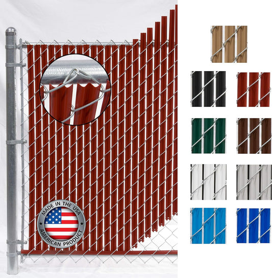 Wave Slat (9 Colors) Single Wall Bottom Locking Privacy Slat for 4', 5', 6', 7' and 8' Chain Link Fence (4 ft, Redwood)