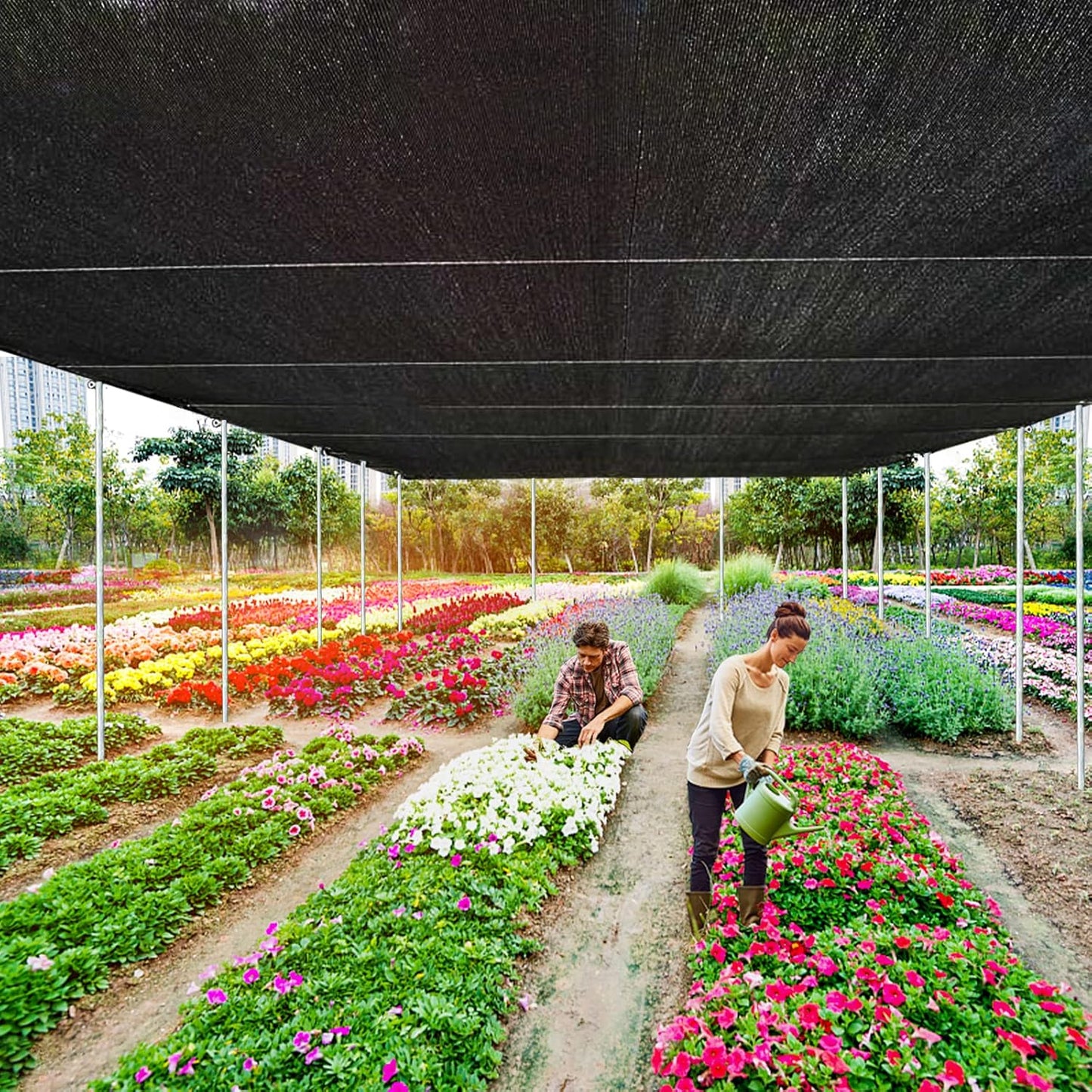 QLOFEI 4x20 FT Shade Cloth with Grommets, 90% Sun Shades Outdoor Patio Mesh Tarp, Easier to Hang Sunblock Neting Cover -for Garden Greenhouse Pergola Lawn Kennel Chicken Coop