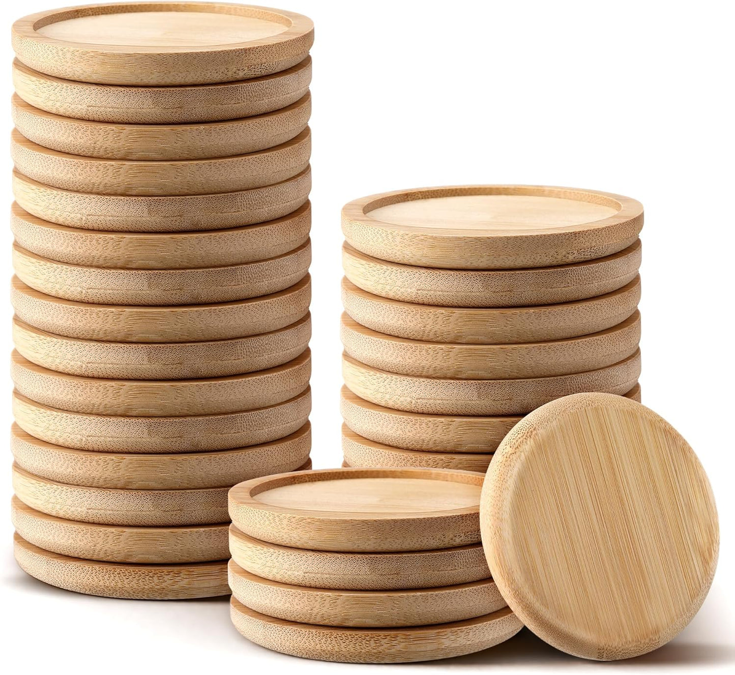 Frienda Trays 2.52 Inch Bamboo Round Plant Saucer for Most Plant Pot Flower Saucers Tray, Solution for Owl Pot with Hole(30 Pack)