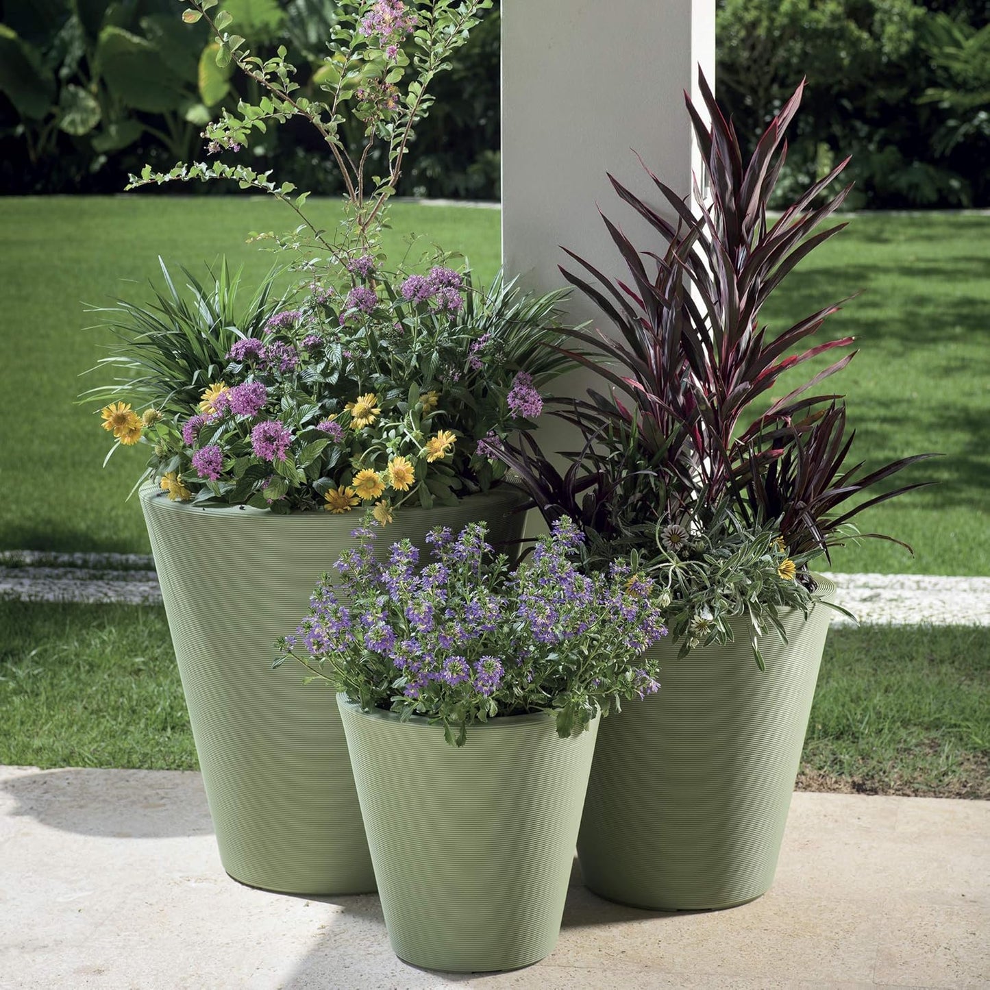 Crescent Garden Madison Planter– Weather-Resistant, Double Walled Indoor/Outdoor Plant Pot with Drain Hole – Durable All-Season Flower Container, 20" W (Bark)