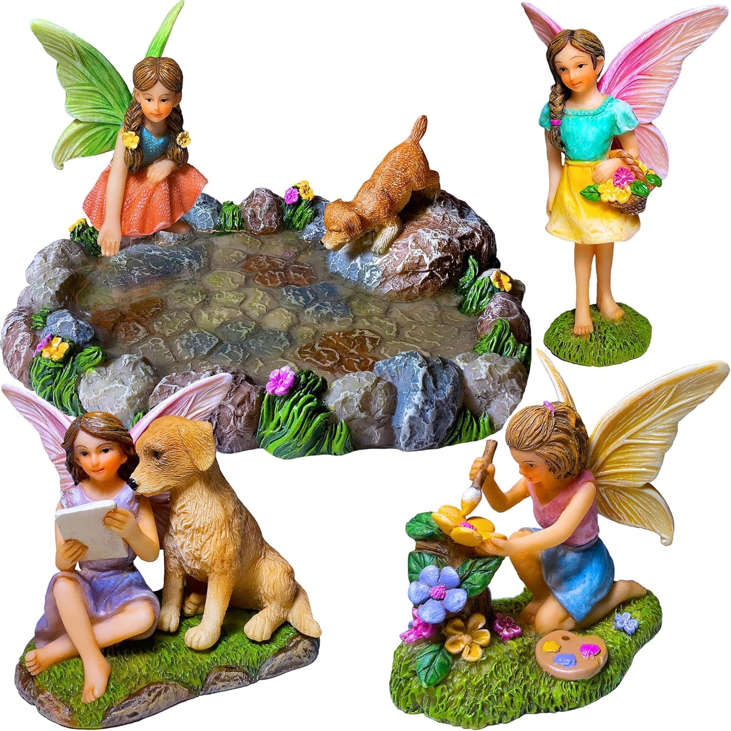 Mood Lab Fairy Garden Miniature Pond Kit - Figurines & Accessories Set of 5 pcs - Outdoor or House Decor