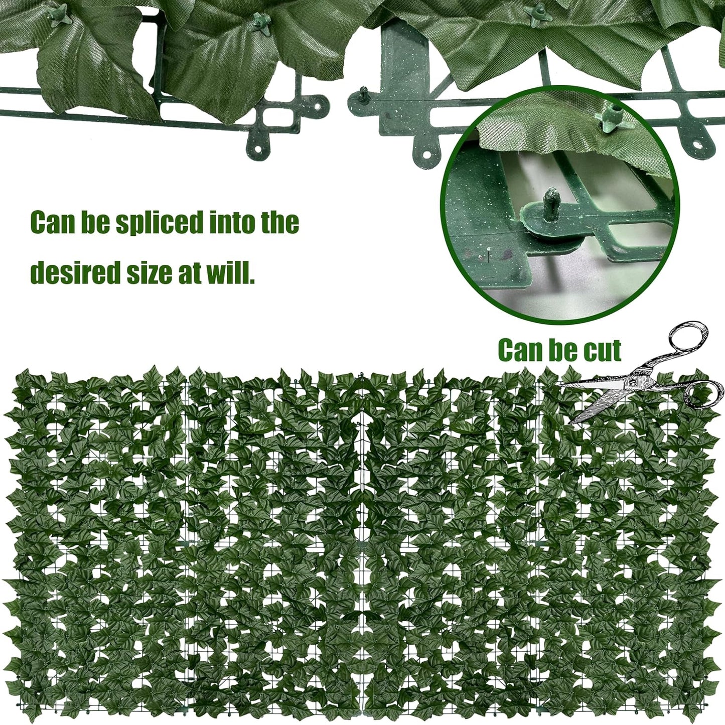 Artificial Ivy Privacy Fence Roll Screen,128" by 72" (64 SQFT) UV-Anti Faux Hedge Fence and Fake Ivy Vine Leaf Wall Panels for Indoor&Outdoor Green Backdrop, Garden Greenery Decor