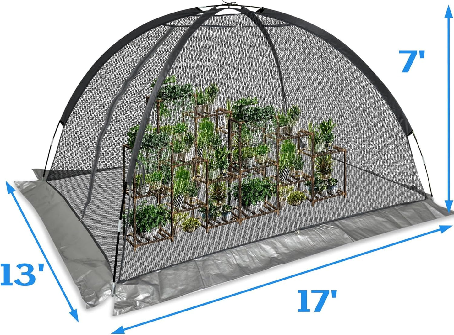 Crop Cages for Garden 17X13X7FT - Reusable Mesh Plant Cover for Outdoor Raised Garden Bed Protection Sun Shade & Bird Netting for Fruits/Vegetables and Bushes