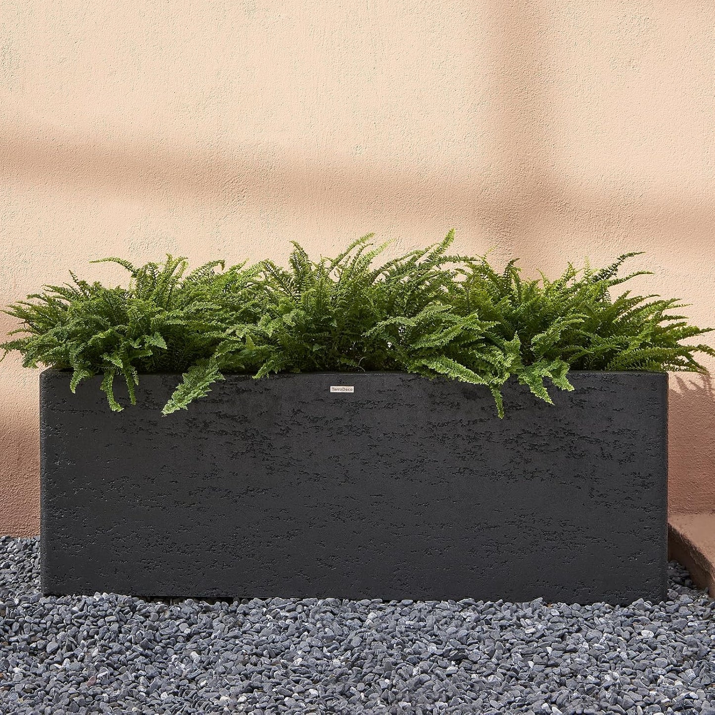 42 Inch Rectangular Concrete Planter（42Lx14Wx15H，58 Pounds）,Durable All-Weather Use with Drainage Holes,Large Rectangular Planter for Outdoor Indoor Plants