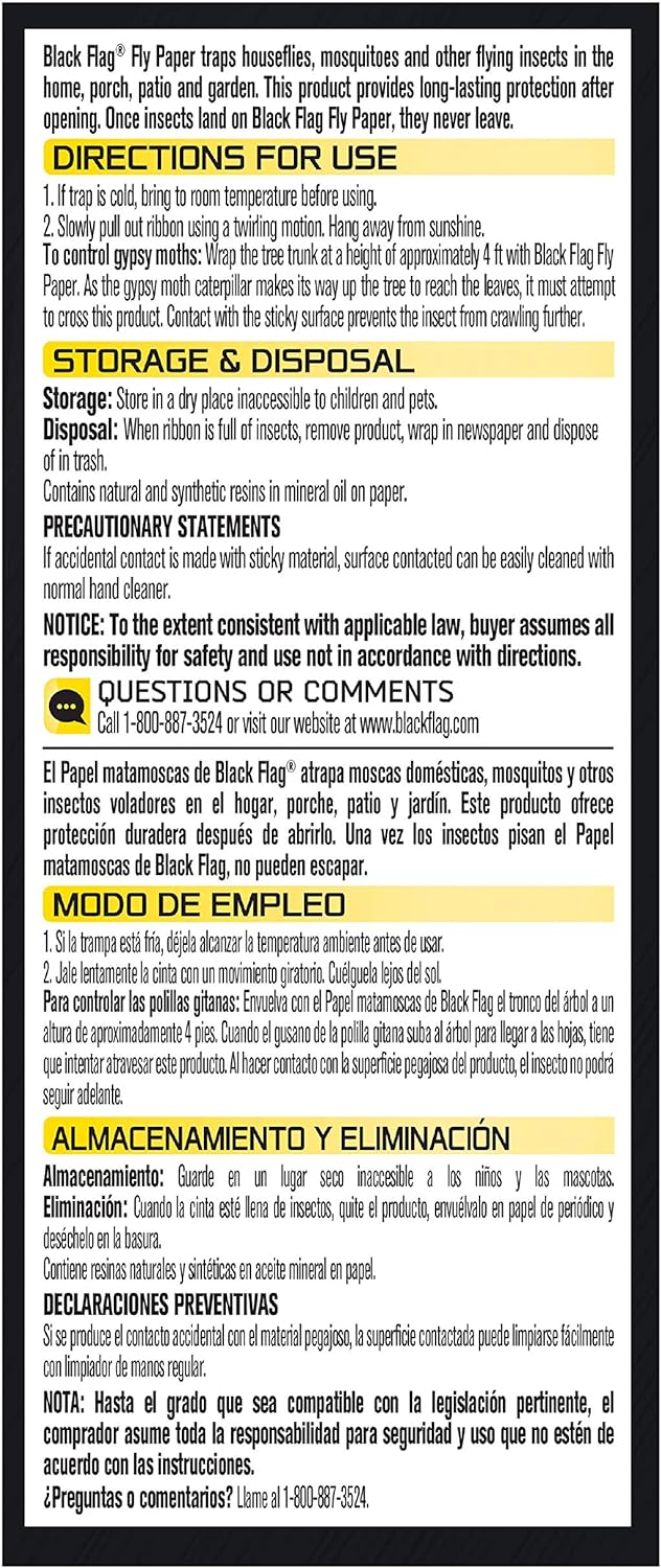 Black Flag Fly Paper, Insect Trap, Catches All Flying Insects 4 Traps