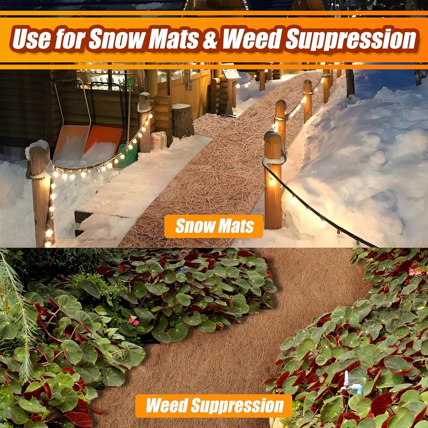 Coco Liner Roll, 16 x 40 Inch Coconut Fiber Liners for Planter Window Box Flower Basket, Natural Coco Coir Sheet Coco Mats for Animal Pet Pad, Reptile Carpet, Garden Decoration