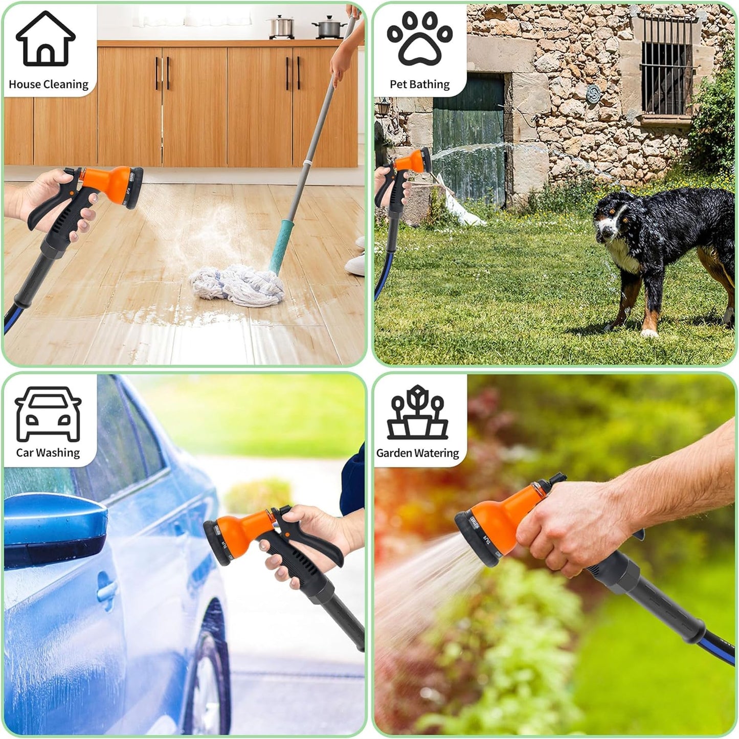 50 FT Garden Hose, Flexible No Kink Heavy Duty Garden Water Hose Flex Copper Bullet Collapsible Washer Rubber Hose 5/8" Soft Lightweight Outdoor Waterhose Manguera Para Jardin