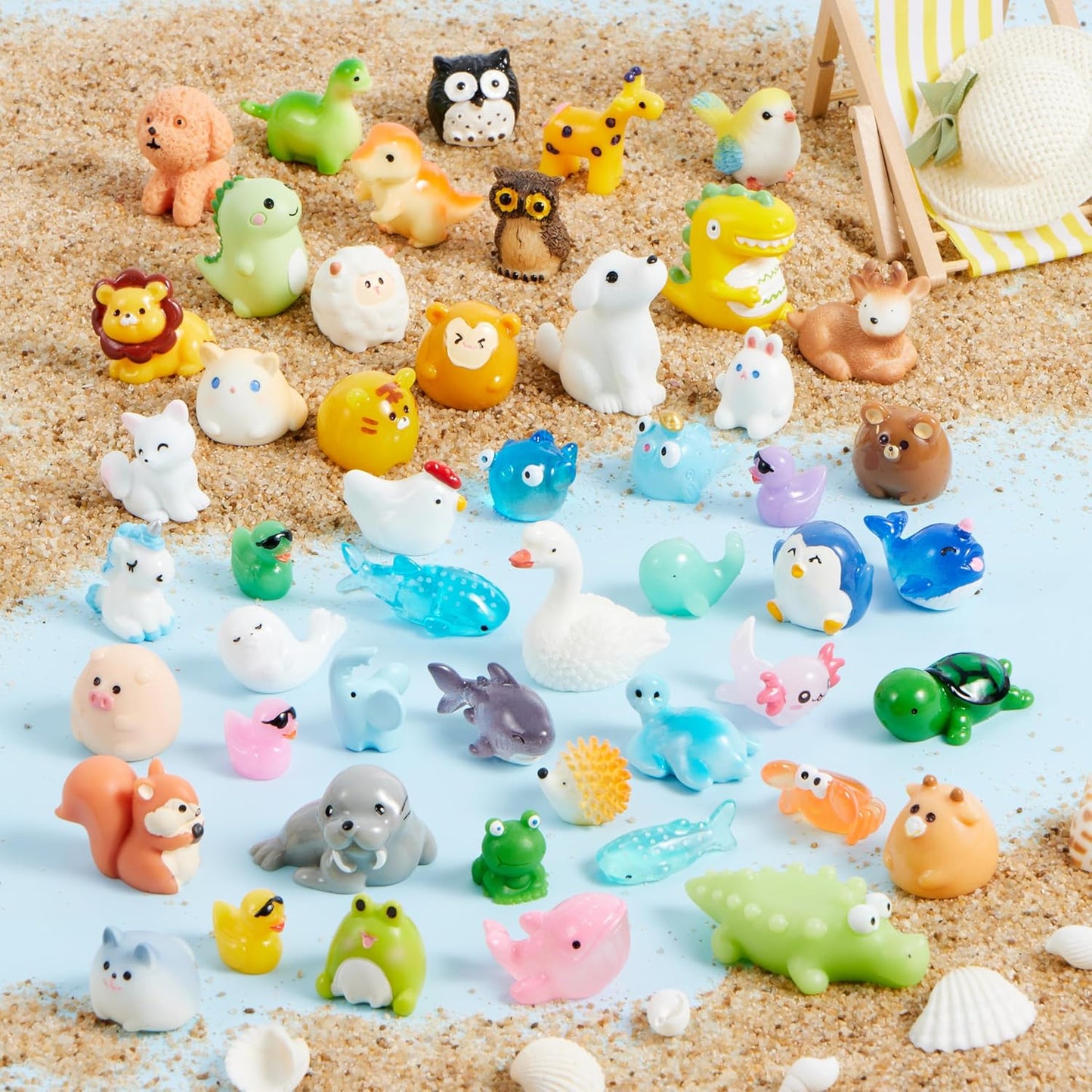 JOYIN 50 Pcs Mini Resin Animals Figures, Mix Resin Animals Figurines for Fairy Garden Accessories, Dollhouse Decorations, Slime Charms for Crafts, DIY Miniature Scenes, Halloween Party Favors