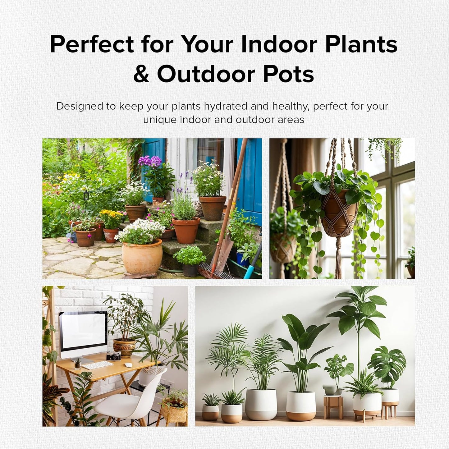 Plant Watering Spikes with Lids - Ideal for 8”-12” Pots - Vacation Friendly - Terracotta - Large - Set of 4