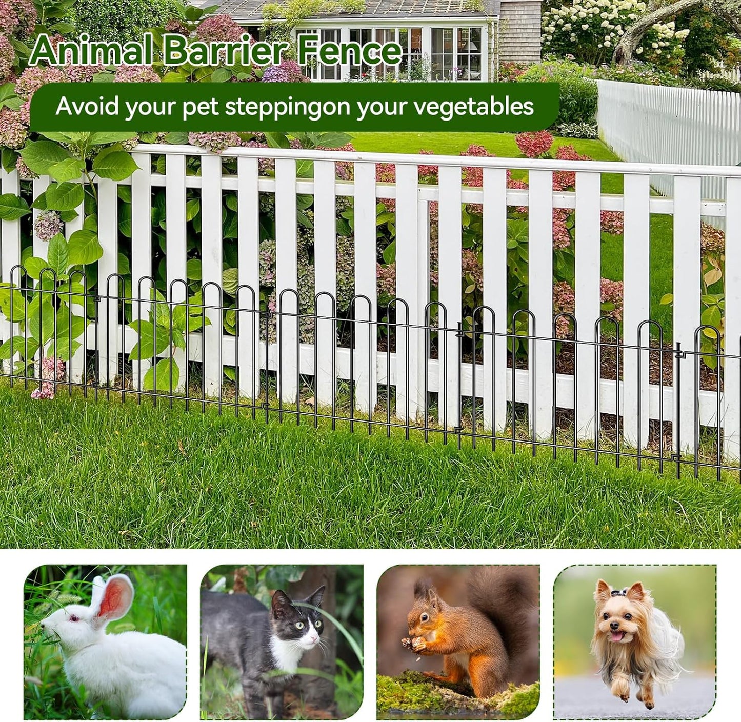 26 Panels Decorative Garden Fence, 37ft X 20in Rustproof Metal Animal Barrier Fence, No Dig Fence Garden Fence, Arched Flower Bed Edging Ornamental Wire Border Fencing for Outdoor Yard, Patio Decor