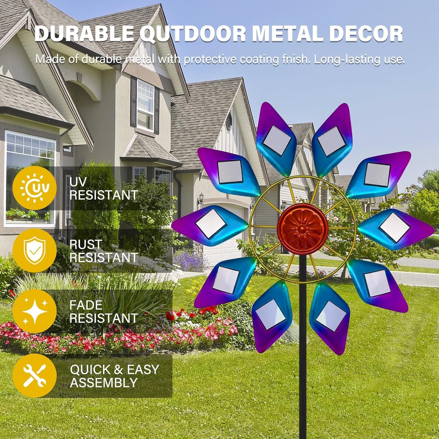 45" Sunglasses Garden Wind Spinners for Yard, Special 9pcs Mirrors Kinetic Wind Spinner Outdoor Decor, Wind Sculpture Yard Art Decorations for Patio, Lawn & Garden