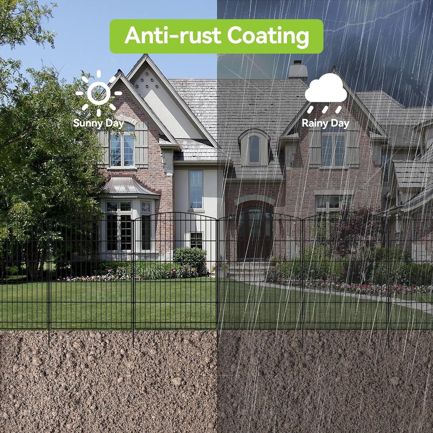 INJOPEXI Decorative Garden Fence 6 Panels 13ft (L)×36in (H) Animal Barrier Fences with 6 Panels Rustproof Metal Wire No Dig Rabbit Fencing Dog Fence for Outdoor Backyard Patio - Without Fence Gate