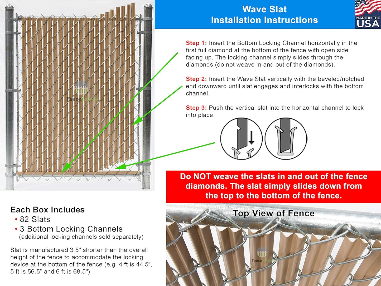White Wave Slat (9 Colors Available) Single Wall Bottom Locking Privacy Slat for a 4 ft high Chain Link Fence (Slat Length 44.5", White)