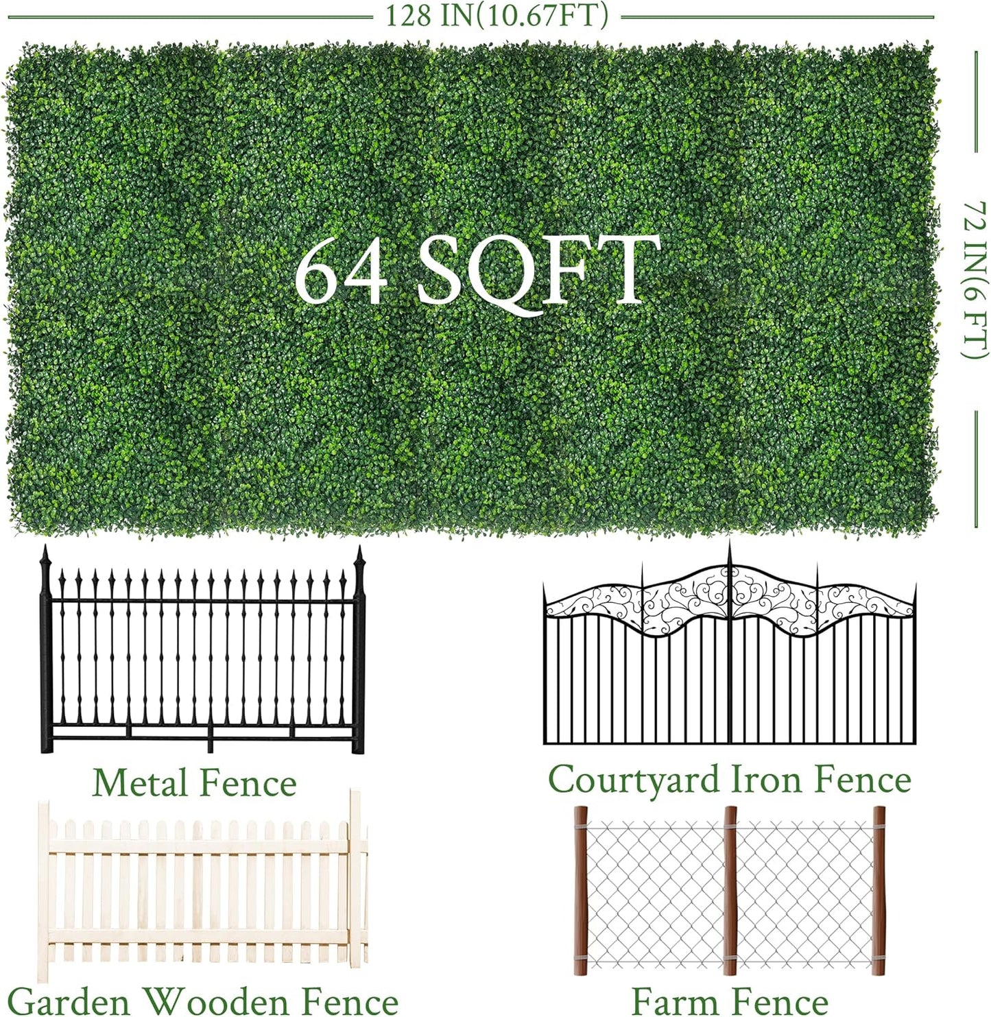 Artificial Ivy Privacy Fence Screen,72" x128 (64 SQFT) 4-Layer Leaf UV-Anti Faux Greenery Boxwood Backdrop Ivy Vine Leaf Fence Panels for Outdoor, Indoor, Garden, Backyard and Decor