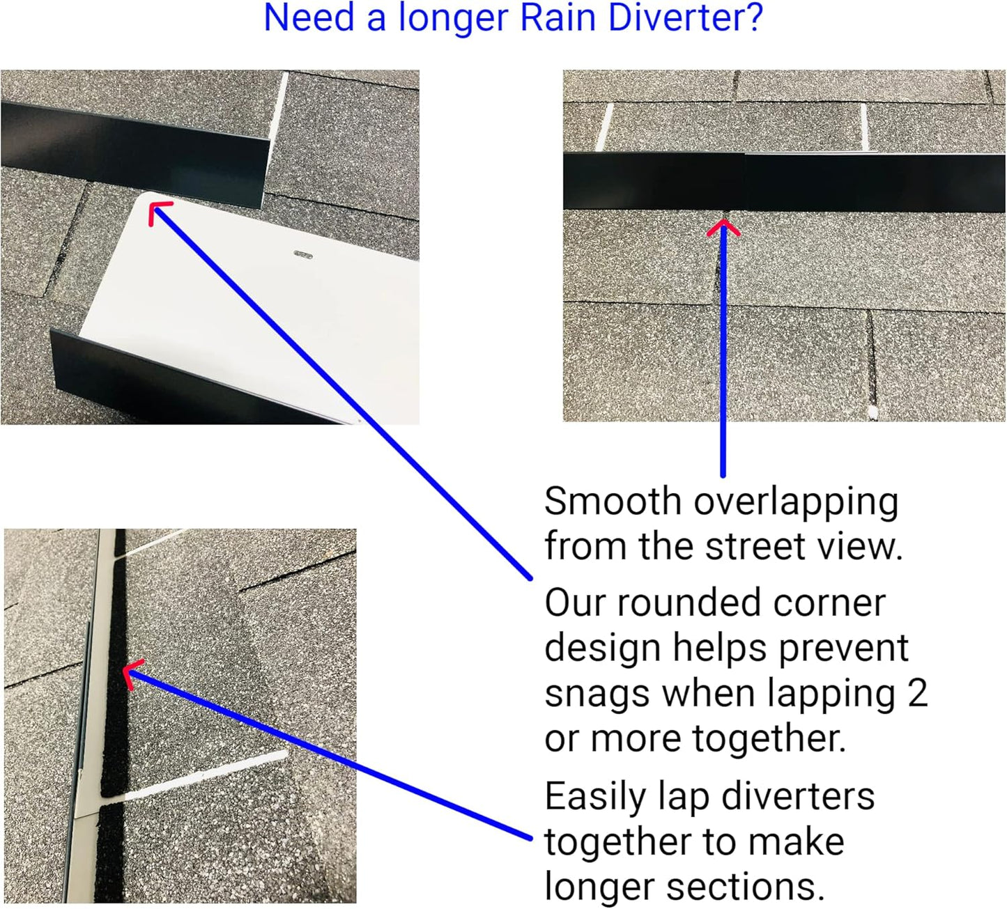 EAGLE 1- Shingle Roof Rain Diverter 40 Inches Long- 26 Gauge Material- Easy to Install- Includes Stainless Steel Nails (1, Black)