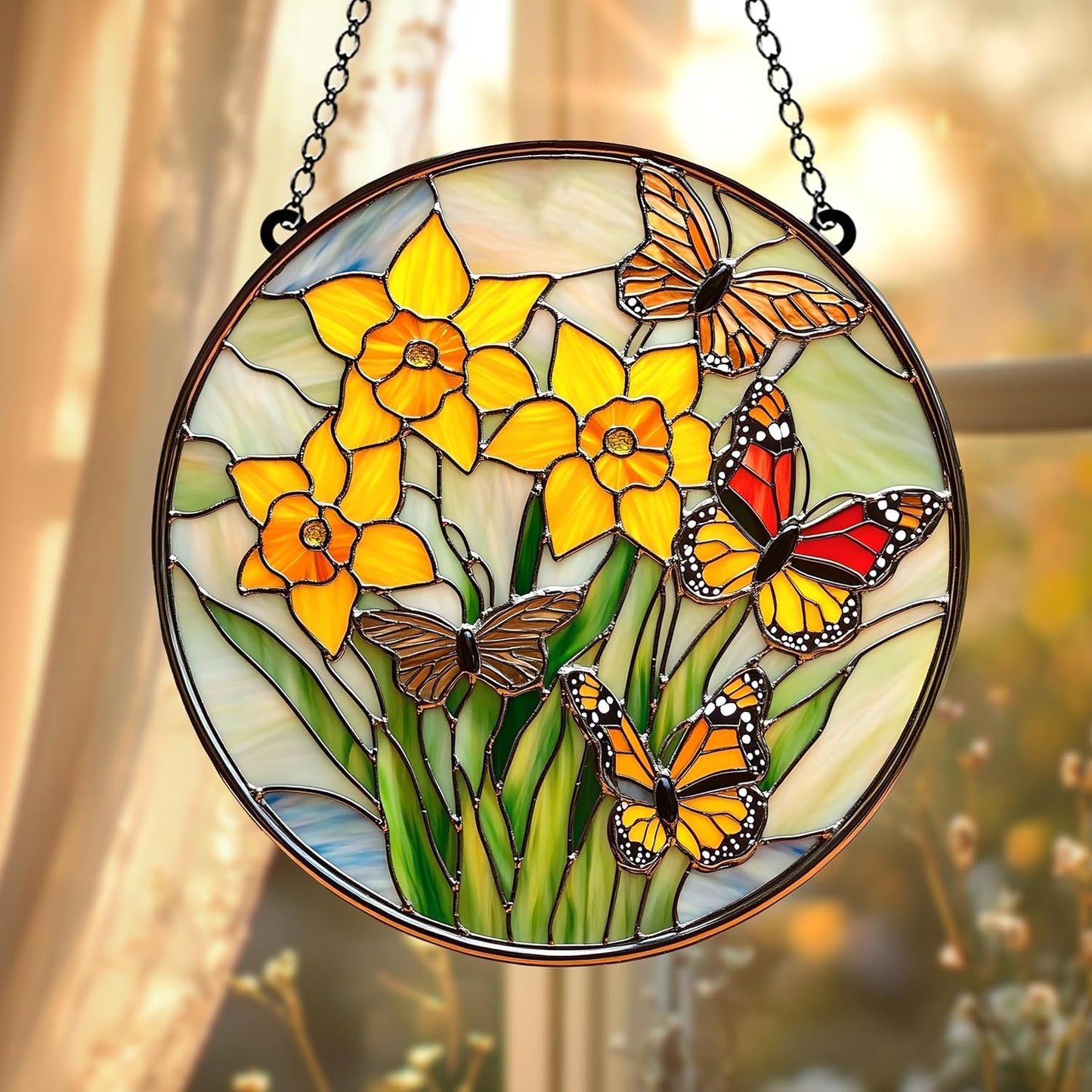 Daffodil Birth Flower Acrylic Suncatcher Floral Window Hanging Birthday Gift for Mom