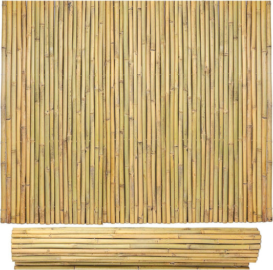 Bamboo Fence 4 ft H x 8 ft L x 0.75 in D, Natural Bamboo Privacy Screen 4 Feet High, Outdoor Or Indoor Divider Decorative Fence Rolls for Patio, Balcony, Garden and Border Pool