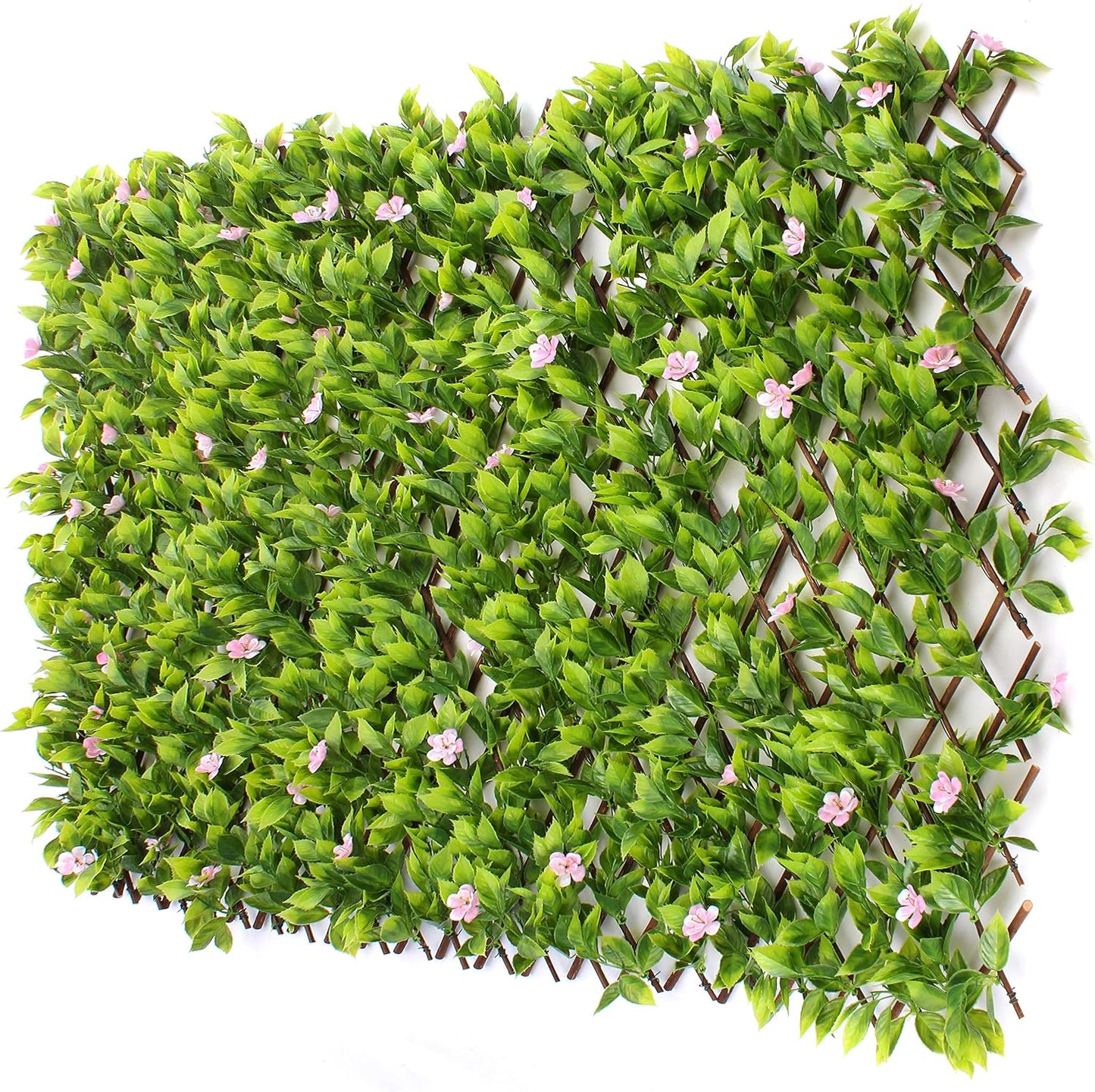 3rd Street Inn™ Leaf Trellis - Bamboo Greenery Panel - Boxwood and Ivy Privacy Fence Substitute - DIY Flexible Fencing (1, Pink Flower Sakura)