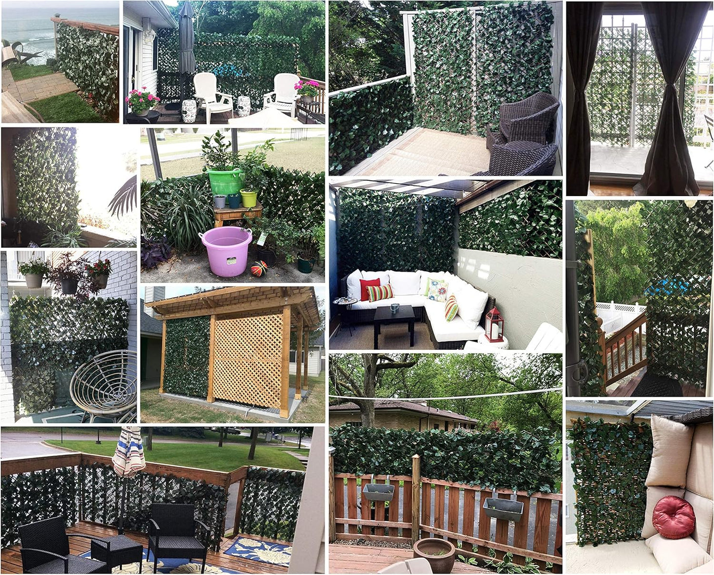 Expandable Fence Privacy Screen for Balcony Patio Outdoor,Decorative Faux Ivy Fencing Panel,Artificial Hedges (Single Sided Leaves)……