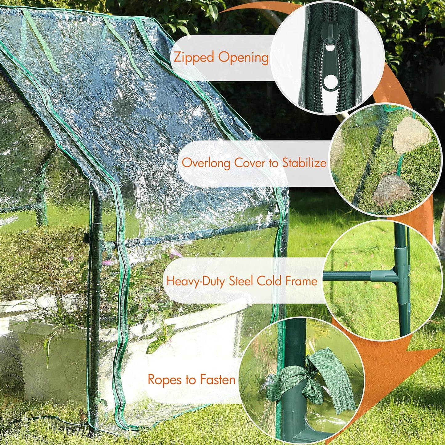 Gardzen Mini Greenhouse Heavy Duty Portable Green House, Clear Tent Small Greenhouse for Indoor Outdoor Plants 36.2”(L) x36.2”(W) x42.5”(H)