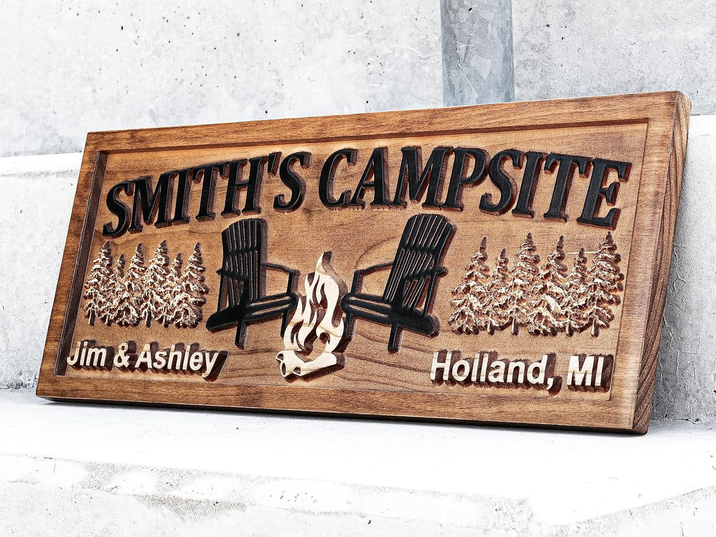 Custom Wood Campfire Sign | Family Name Campsite Sign | Last Name Sign | Personalized Camping Gifts | Fire Pit Sign Cabin Decor Camper Decor
